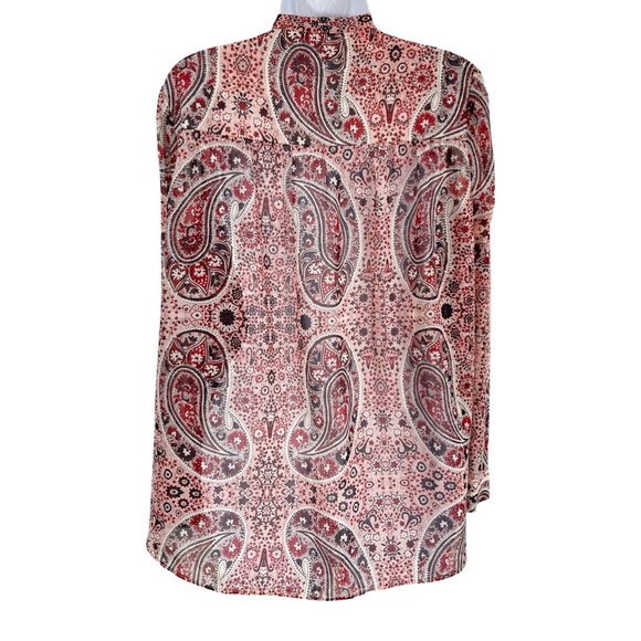 Alice + Olivia Anabel Boho Paisley Floral Bow Tie Blouse Top S Rust Black - Picture 12 of 12